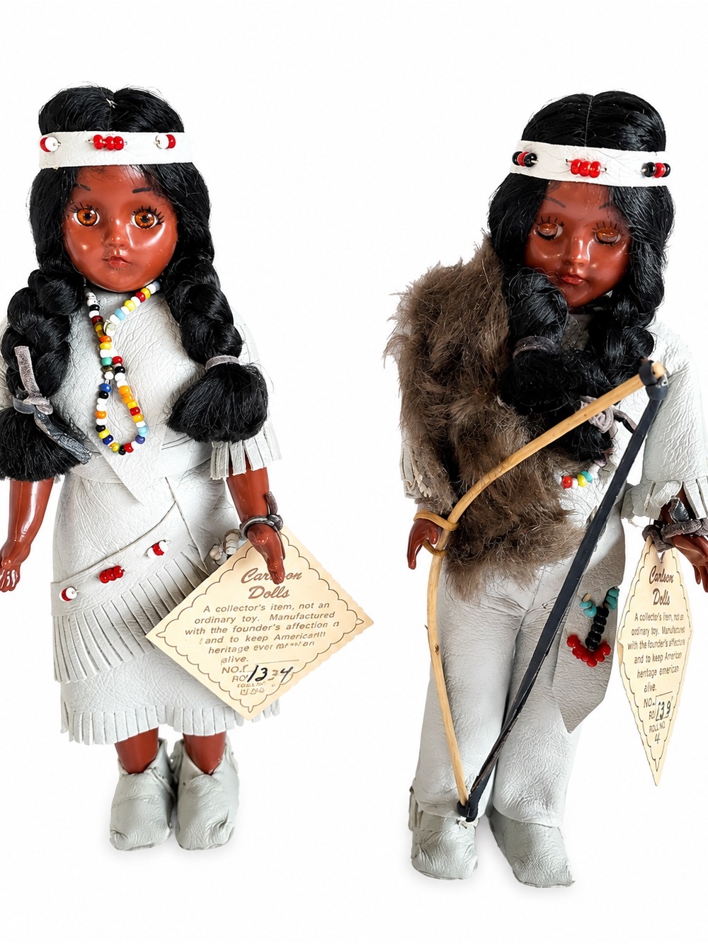 Vintage Carlson Dolls Pair Native American 12-3 & 12-4 Sleepy Eyes with Papoose